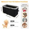 Small Dog Car Seat with Harness Center Console Pet Booster Seat Travel Car Seat with Side Pocket Cotton Velvet Cushion for Dogs Cats Up to 9LBS