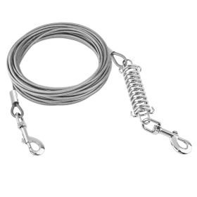 Dog Tie Out Cable Long Dog Leash Chew Proof Lead Dog Chain with Durable Spring 360° Rotatable Clips PVC Case for Outside Yard Caming (Color: Grey, size: 3M)